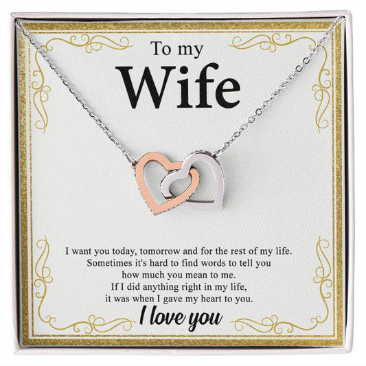 To My Wife Alluring Love Necklace Gift for Wife Valentines Day Gift for Her Interlocking Hearts Necklace