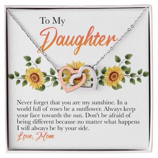 Jewelry Pendant Present for Daughter, To My Daughter Gift Necklace from Mom, Mother Daughter Gift Ideas, Birthday Christmas Gift Graduation Gifts for Daughters, Mother and Daughter Necklace 12 Interlocking Hearts Necklace