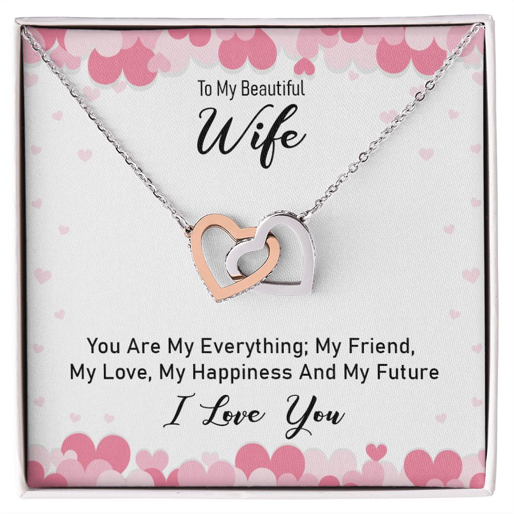 To My Wife Necklace from Husband Luxury Jewelry For Wife, Couples Gifts Neckalce For Wife From Husband, Necklaces Styles On Birthday Christmas Wedding For Women, Interlocking Hearts Necklace For Her