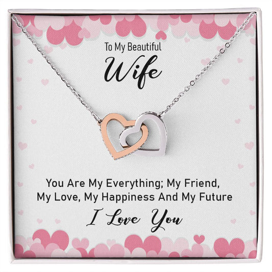 To My Wife Necklace from Husband Luxury Jewelry For Wife, Couples Gifts Neckalce For Wife From Husband, Necklaces Styles On Birthday Christmas Wedding For Women, Interlocking Hearts Necklace For Her