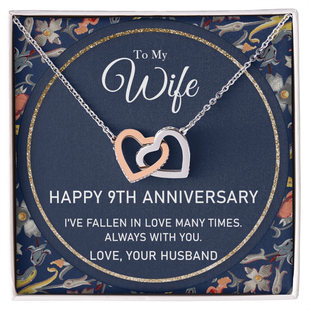 To My Wife Necklace from Husband, Personalized Necklace for Women, Luxury Necklace for Wife from Man Men, Wedding Anniversary Present For Wife, Beautiful Wife Jewelry Christmas Birthday Gifts For Wife6 Interlocking Hearts Necklace