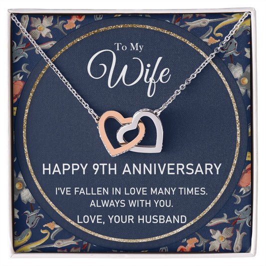 To My Wife Necklace from Husband, Personalized Necklace for Women, Luxury Necklace for Wife from Man Men, Wedding Anniversary Present For Wife, Beautiful Wife Jewelry Christmas Birthday Gifts For Wife6 Interlocking Hearts Necklace