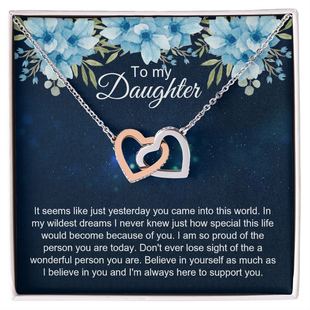 To My Daughter Gift Necklace from Mom, Mother and Daughter Necklace for Girls, Mother Daughter Gift Ideas, Jewelry Pendant Interlocking Hearts Necklace