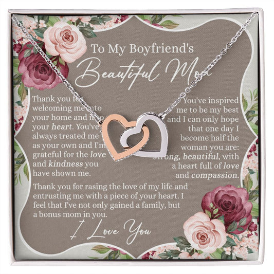 To My Boyfriend's Mom Necklace, Sentimental Gifts For Boyfriend's Mom, Necklace for Boyfriend's Mom, Thank You Gift for Boyfriend's Mom, Mothers Day Gift for Boyfriend's Mom Interlocking Hearts Necklace