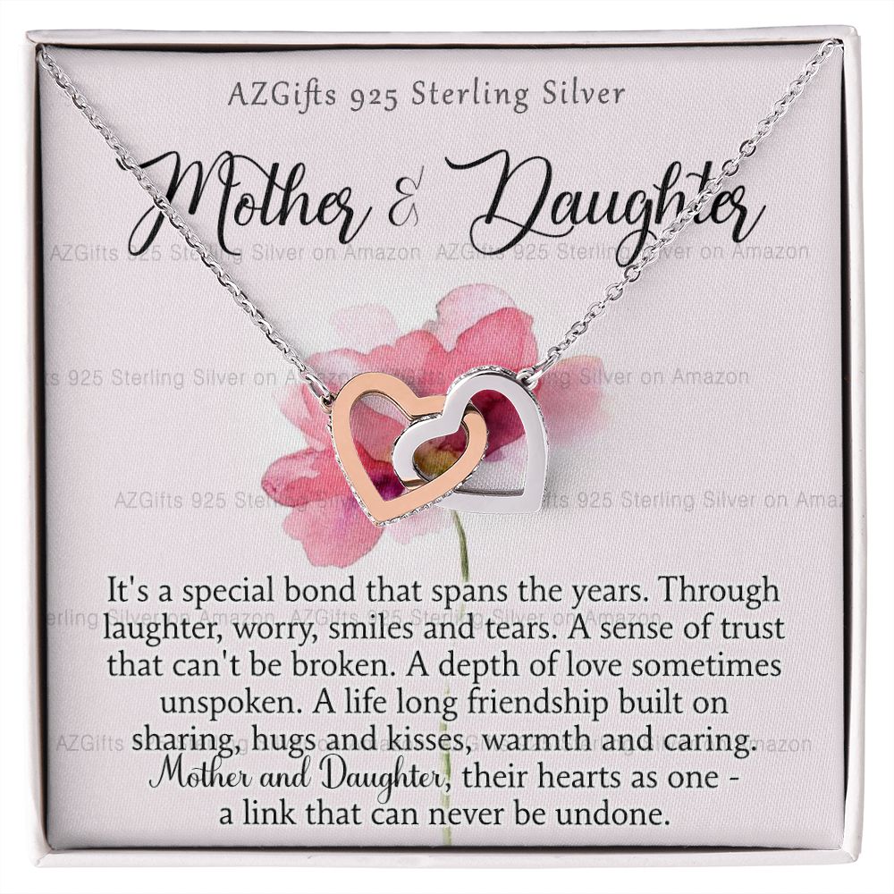Mother Daughter Necklace with Message Card Mother Daughter Gift Mom Birthday Gift Necklace for Mom from Daughter Gift Birthday Gift for Mom Daughter Gift from Mom 301 Interlocking Hearts Necklace