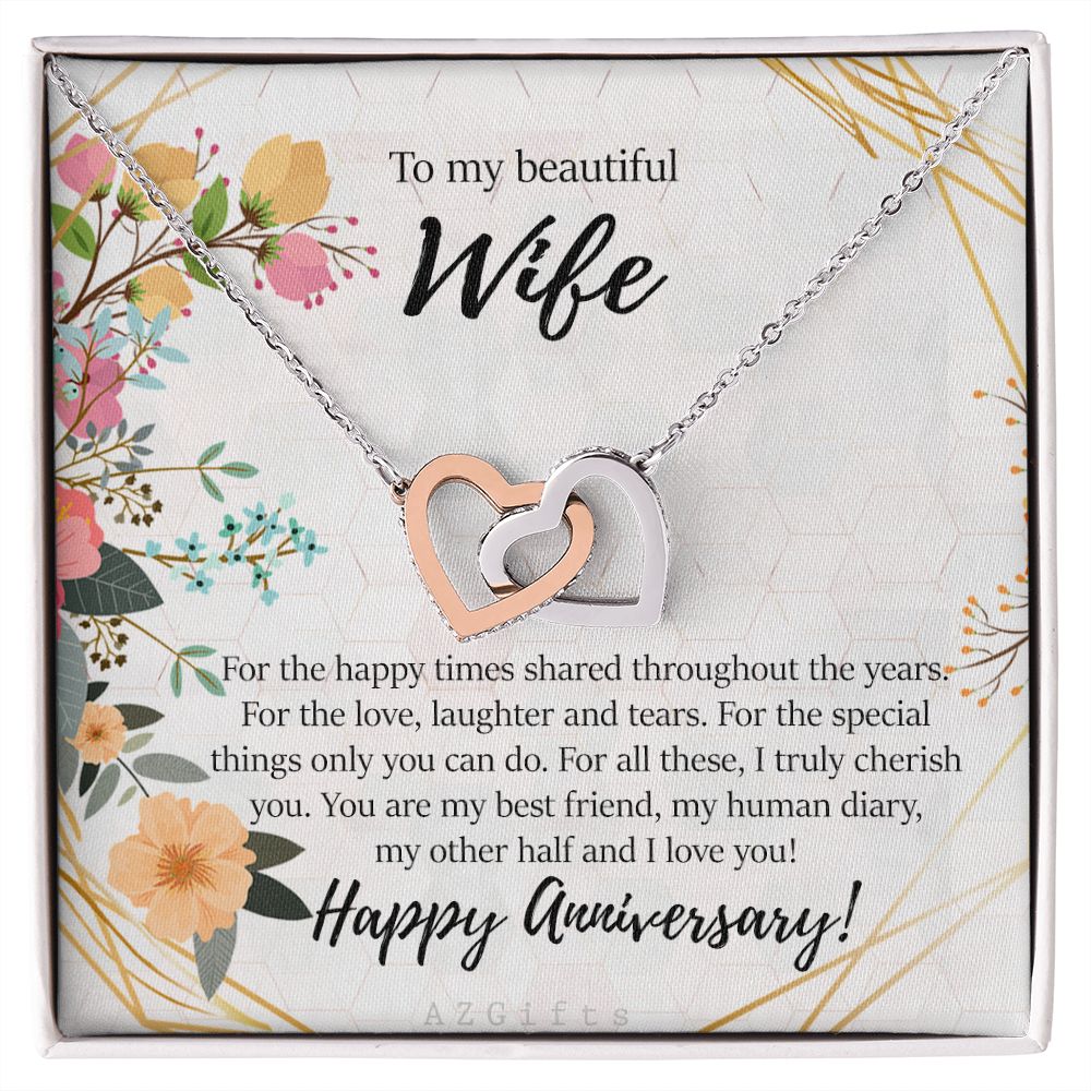 To My Wife Necklace from Husband, Personalized Necklace for Women, Luxury Necklace for Wife from Man Men, Wedding Anniversary Present For Wife, Beautiful Wife Jewelry Christmas Birthday Gifts For Wife8 Interlocking Hearts Necklace