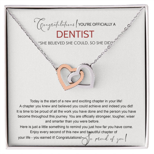 Dentist Graduation Gift Necklace, Dental Student Graduation Gift, Doctor of Dental Medicine Graduate, Dentist Jewelry Dentist Necklace For Daughter Sister Necklace For Her Granddaughter Interlocking Hearts Necklace