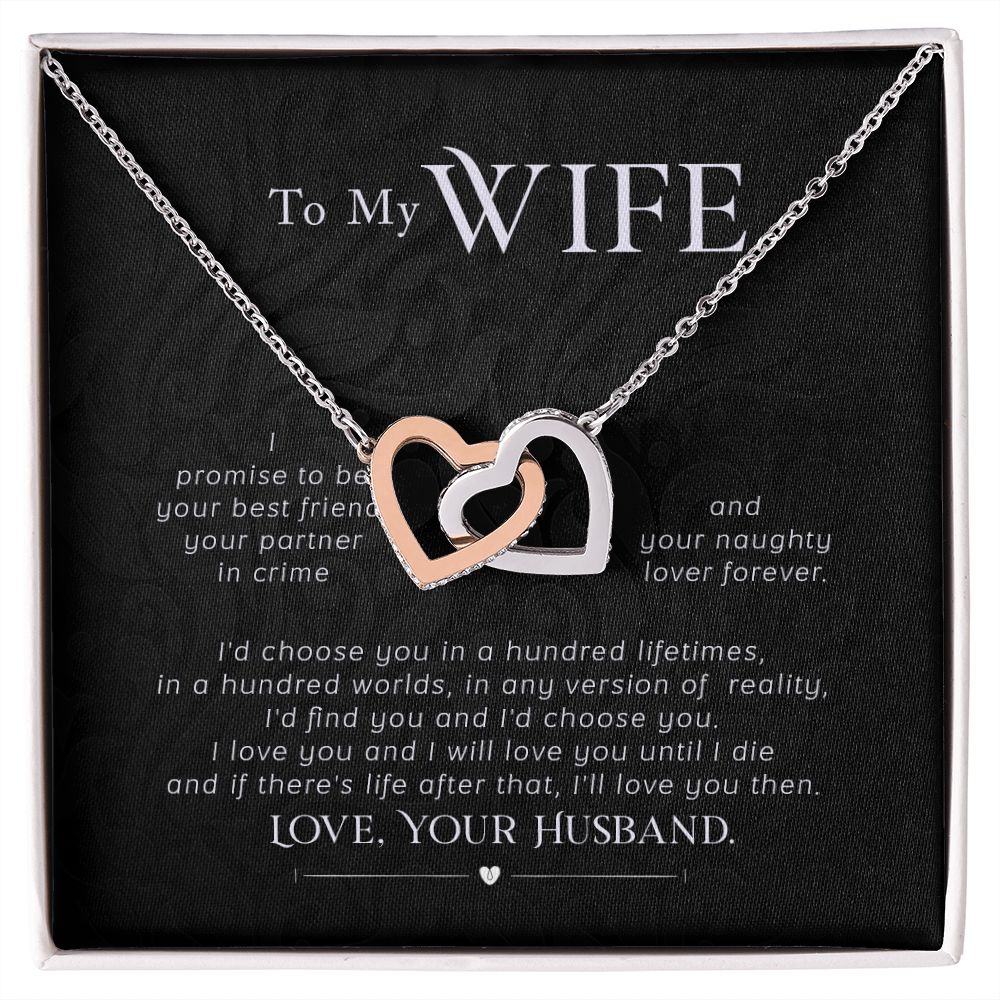To My Wife Necklace Pendant Gift From Husband I'll Love You Then With Message Card and Gift Box. Valentine's Day Gift For Wife Future Wife Interlocking Hearts Necklace