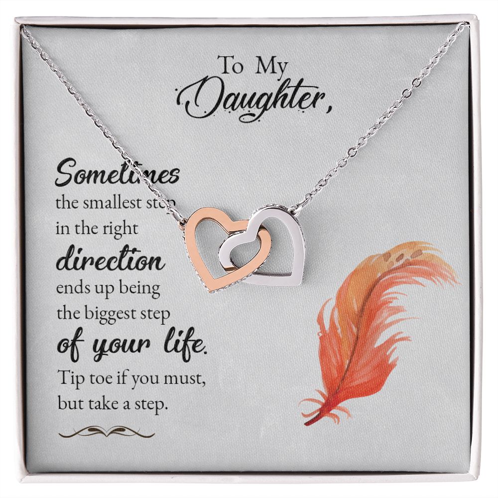 To My Daughter Necklace Pendant Gift From Mom Necklace Tip Toe If You Must With Message Card Gift Box Gift For To Daughter, Daughter In Law On Birthday Anniversary Interlocking Hearts Necklace