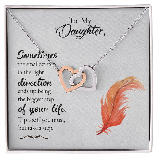 To My Daughter Necklace Pendant Gift From Mom Necklace Tip Toe If You Must With Message Card Gift Box Gift For To Daughter, Daughter In Law On Birthday Anniversary Interlocking Hearts Necklace