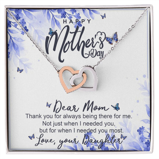 Happy Mother Day, Mothers Day Gifts Necklace, Gifts For Mom From Daughter Or Son Interlocking Hearts Necklace