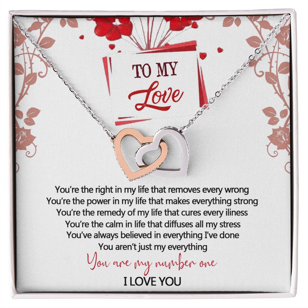 To My Love Interlocking Hearts Necklace With Box Message Card, Gift For My Love Interlocking Hearts Necklace