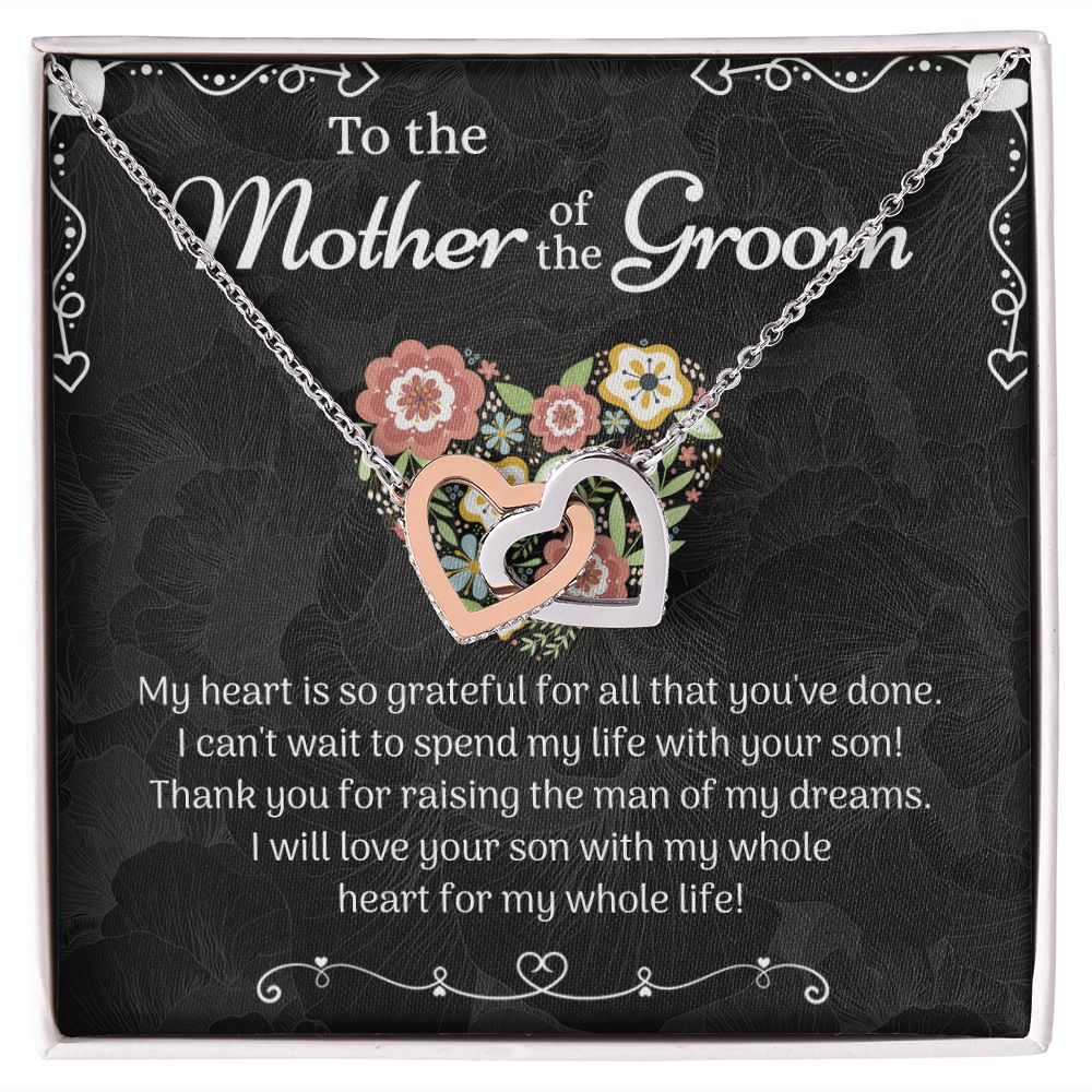 Mother of the Groom Sunflower Bracelet from Bride, Mother of the Groom Jewelry, Unique Mother Of The Groom Wedding Gift, Mom of Groom Gift Interlocking Hearts Necklace