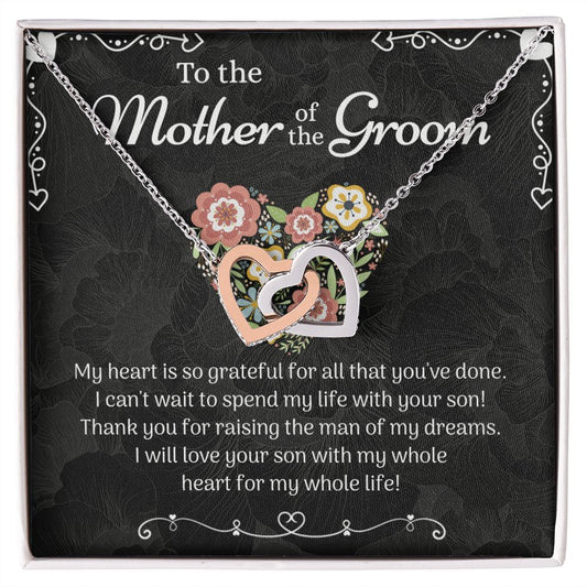 Mother of the Groom Sunflower Bracelet from Bride, Mother of the Groom Jewelry, Unique Mother Of The Groom Wedding Gift, Mom of Groom Gift Interlocking Hearts Necklace