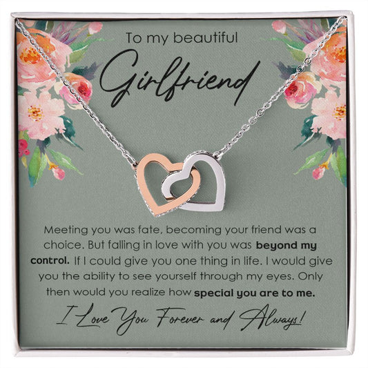 To My Girlfriend Necklace from Boyfriend, Personalized Necklace for Women, Luxury Necklace for Girlfriend, Wedding Anniversary Present For Her, Girlfriend Gift Jewelry Christmas Birthday Gift3 Interlocking Hearts Necklace
