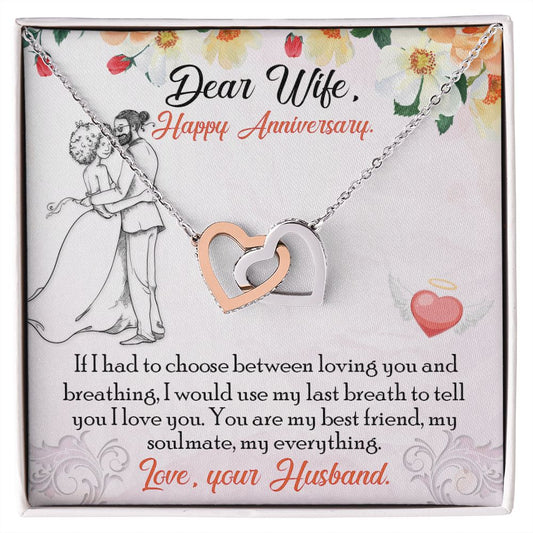 To My Wife Necklace from Husband, Personalized Necklace for Women, Luxury Necklace for Wife from Man Men, Wedding Anniversary Present For Wife, Beautiful Wife Jewelry Christmas Birthday Gift For Wife13 Interlocking Hearts Necklace