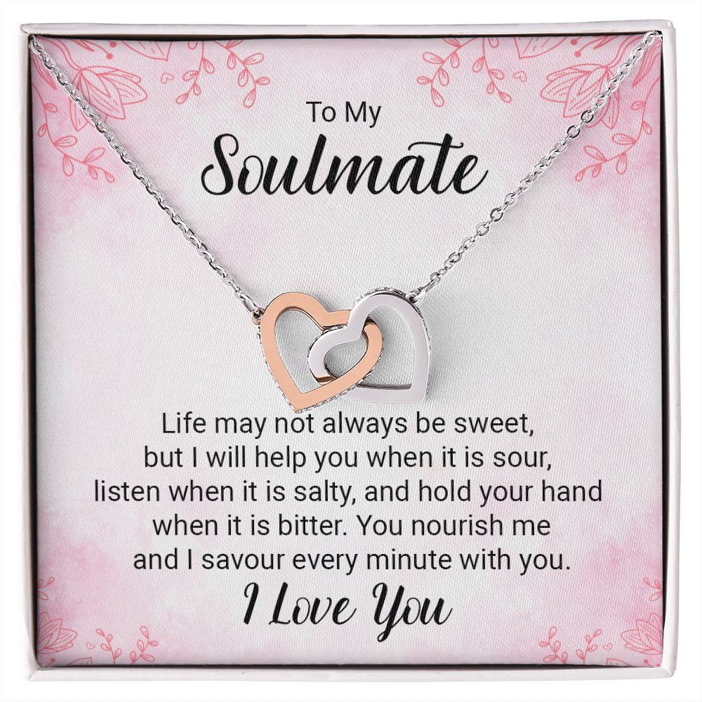 To My Soulmate Necklace for Women Birthday Christmas Jewelry Gifts For My Wife with Message Card Box Personalized Gift Present Pendant for Future Wife Soulmate Girlfriend Love 15 Interlocking Hearts Necklace