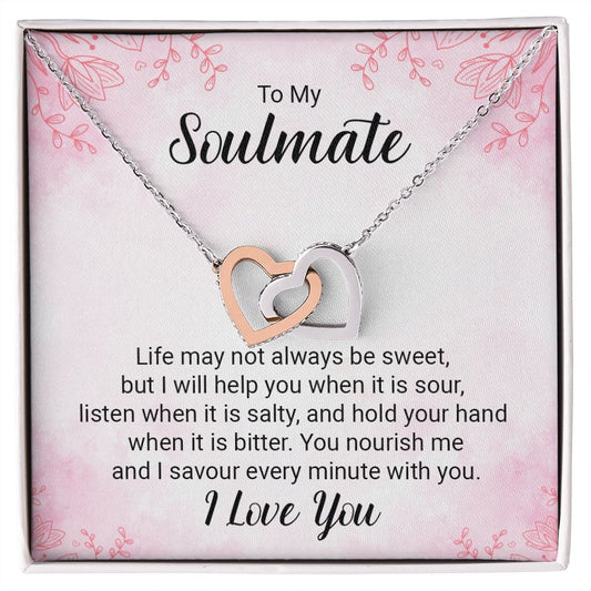 To My Soulmate Necklace for Women Birthday Christmas Jewelry Gifts For My Wife with Message Card Box Personalized Gift Present Pendant for Future Wife Soulmate Girlfriend Love 15 Interlocking Hearts Necklace
