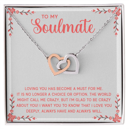 To My Soulmate Necklace for Women Birthday Christmas Jewelry Gifts For My Wife with Message Card Box Personalized Gift Present Pendant for Future Wife Soulmate Girlfriend Love 14 Interlocking Hearts Necklace