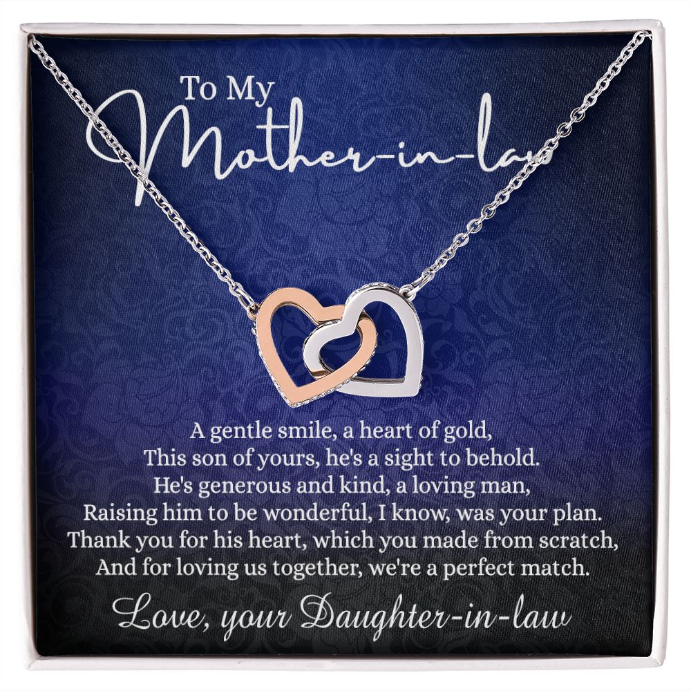 To My Mother in Law Necklace, Mother in Law Gift, Necklace for Mother in Law Jewelry Gift to My Mother-in-law on Wedding Day Mother's day gift for Mother in Law Birthday gift Interlocking Hearts Necklace