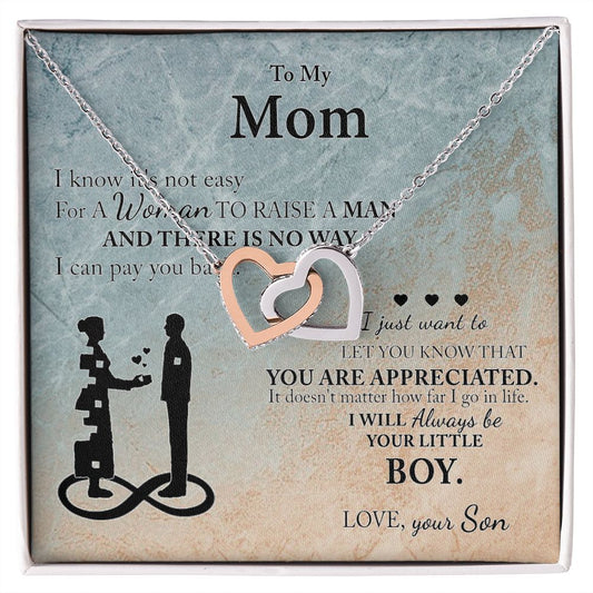 Mom Gift From Son To Mother Necklace Thoughtful Birthday Gift Sentimental Interlocking Hearts Necklace