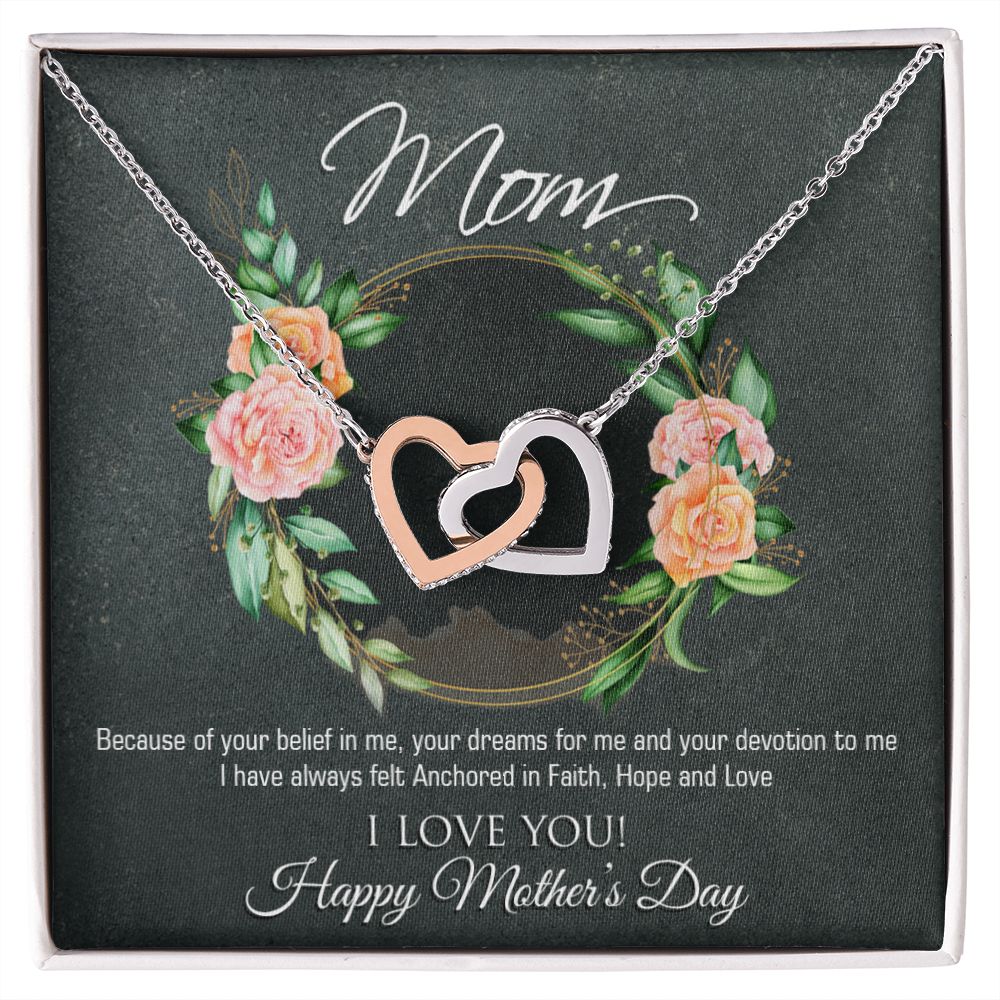 To My Mom Flower Necklace Pendant Gift From Daughter Your Belief In Me With Message Card Gift For Mom Interlocking Hearts Necklace
