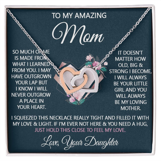 To My Beautiful Mom, Mother Day Gift From Daughter Son, Gift For Mom From Son, Necklace Gift For Mom Gift For Mother Gift Thank You Mom, Mother Necklace Gift Interlocking Hearts Necklace