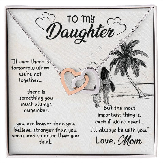 To My Daughter Sunset Necklace Pendant Gift From Mom Necklace The Most Important With Message Card Gift Box Gift For To Daughter, Daughter In Law On Birthday Anniversary Interlocking Hearts Necklace