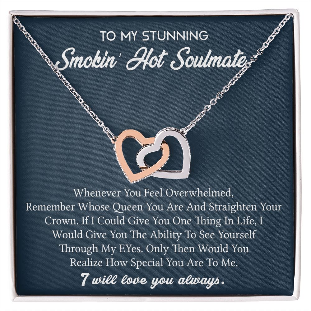 To My Soulmate Necklace for Women Birthday Valentines Day Jewelry Gifts For My Wife with Message Card Box Personalized Gift Present Pendant for Future Wife Soulmate Girlfriend Love 5 Interlocking Hearts Necklace