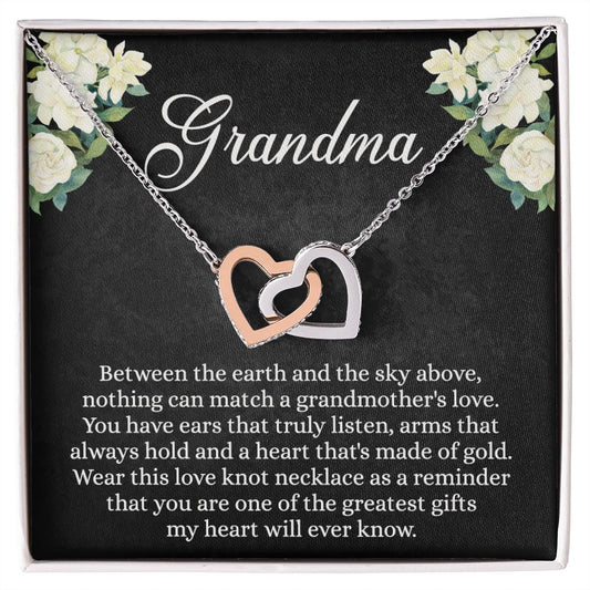 To My Grandma Necklace, Gift for Grandmother Necklace, Mothers Day Gift For Grandma Nana, Grandma Jewelry From Grandchildren GrandKids , Jewelry Box Gift For Grandma Grandmother Interlocking Hearts Necklace