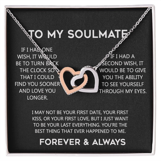 To My Soulmate Eternal Hope Necklace  Wife Soulmate Valentines Day Gift for Her 175144059615 Interlocking Hearts Necklace