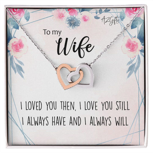 To My Wife Necklace from Husband, Personalized Necklace for Women, Luxury Necklace for Wife from Man Men, Wedding Anniversary Present For Wife, Beautiful Wife Jewelry Christmas Birthday Gifts For Wife2 Interlocking Hearts Necklace