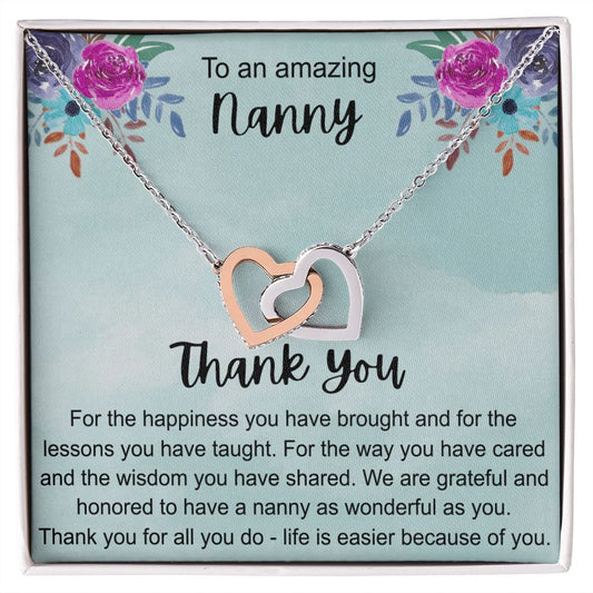To My Grandma Necklace, Gift for Grandmother Necklace, Mothers Day Gift For Grandma Nana, Grandma Jewelry From Grandchildren GrandKids , Jewelry Box Gift For Grandma Grandmother10 Interlocking Hearts Necklace