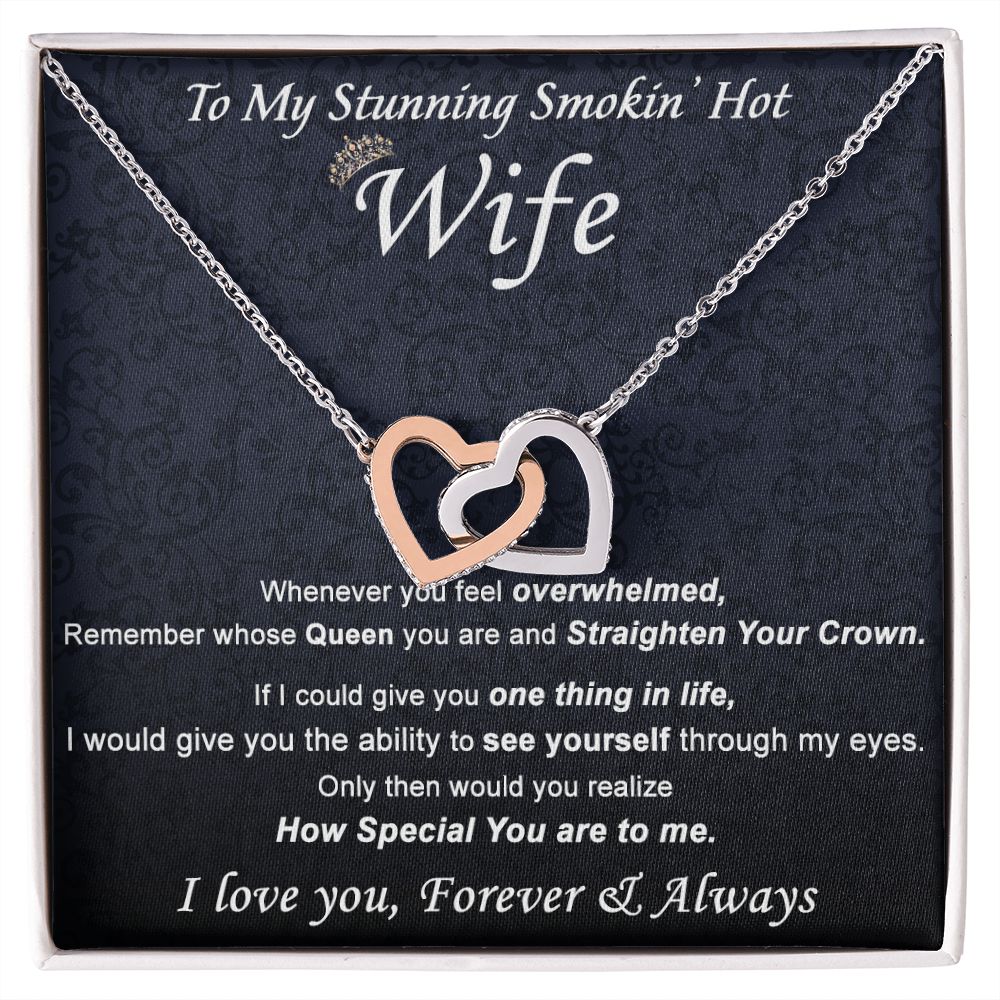 To My Wife Necklace from Husband, Personalized Necklace for Women, Luxury Necklace for Wife from Man Men, Wedding Anniversary Present For Wife, Beautiful Wife Jewelry Christmas Birthday Gift For Wife21 Interlocking Hearts Necklace