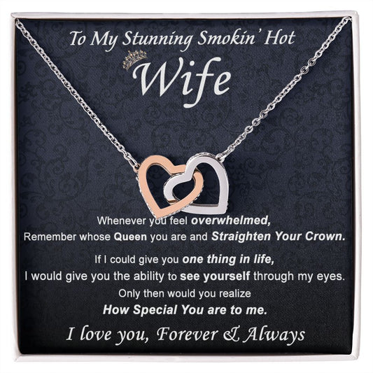 To My Wife Necklace from Husband, Personalized Necklace for Women, Luxury Necklace for Wife from Man Men, Wedding Anniversary Present For Wife, Beautiful Wife Jewelry Christmas Birthday Gift For Wife21 Interlocking Hearts Necklace