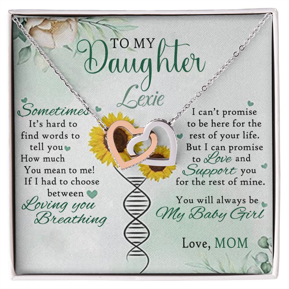 Jewelry Pendant Present for Daughter, To My Daughter Gift Necklace from Mom, Mother Daughter Gift Ideas, Birthday Christmas Gift Graduation Gifts for Daughters, Mother and Daughter Necklace 17 Interlocking Hearts Necklace