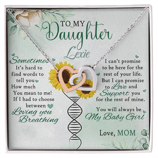 Jewelry Pendant Present for Daughter, To My Daughter Gift Necklace from Mom, Mother Daughter Gift Ideas, Birthday Christmas Gift Graduation Gifts for Daughters, Mother and Daughter Necklace 17 Interlocking Hearts Necklace