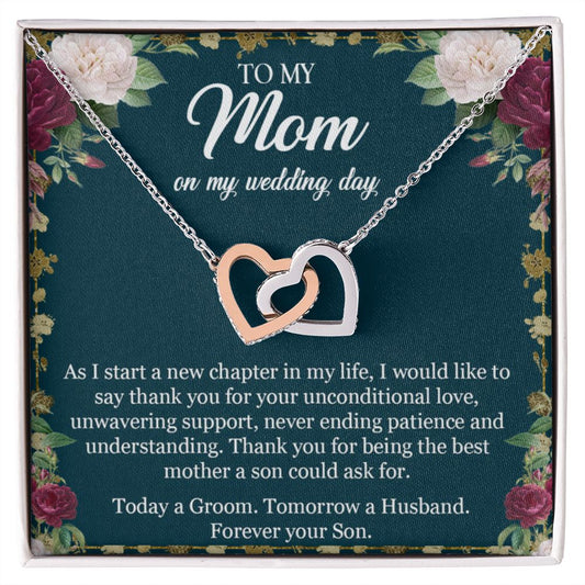 To My Mom Necklace, Gift For Mom, Mother's Day Gift from Daughter, Mom Jewelry Gift for Mothers Day, Birthday Gift for Mother, Moms Gift from Daughter Son, Necklace for Mom Mother 3 Interlocking Hearts Necklace
