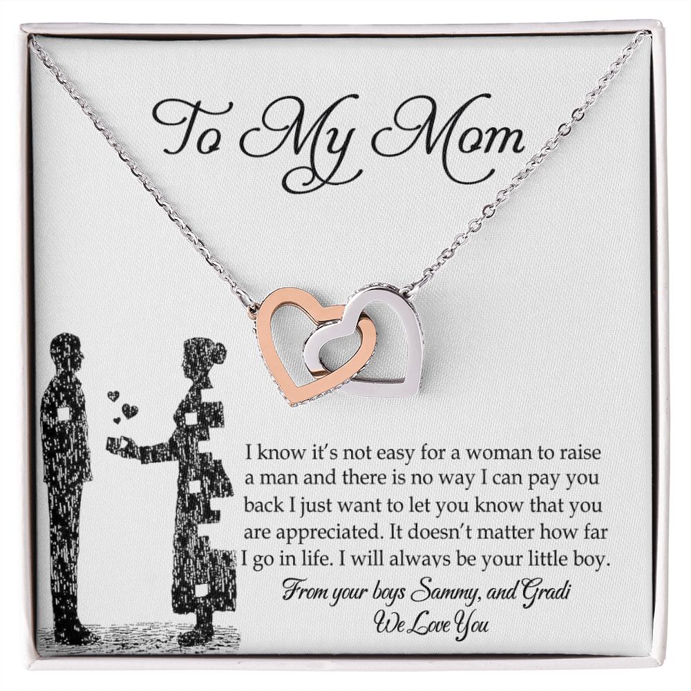 To My Mom Necklace, Gift For Mom, Mother's Day Gift from Son, Mom Jewelry Gift for Mothers Day, Birthday Gift for Mother, Moms Gift from Daughter Son, Necklace for Mom Mother Interlocking Hearts Necklace