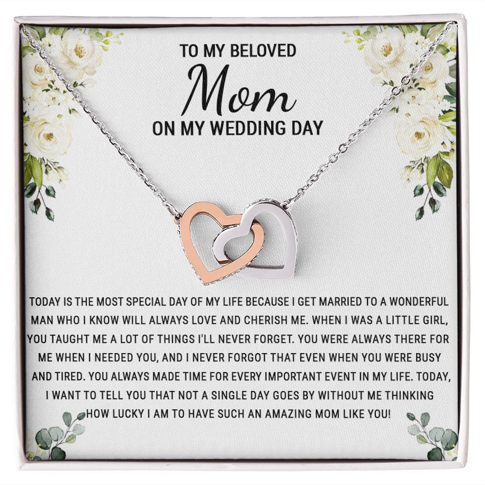 To My Beloved Mom On My Wedding Day Necklace, Daughter Gift for Mom, Bride Gift for Mother, Mother of Bride Gift, Necklace for Mother of Bride Wedding Day, To my Mom Necklace