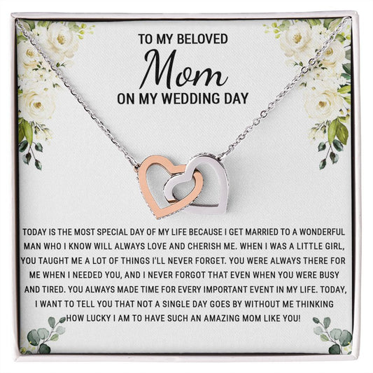 To My Beloved Mom On My Wedding Day Necklace, Daughter Gift for Mom, Bride Gift for Mother, Mother of Bride Gift, Necklace for Mother of Bride Wedding Day, To my Mom Necklace