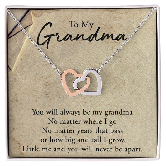 To My Grandma Necklace, Gift for Grandmother Necklace, Mothers Day Gift For Grandma Nana, Grandma Jewelry From Grandchildren GrandKids , Jewelry Box Gift For Grandma Grandmother5 Interlocking Hearts Necklace