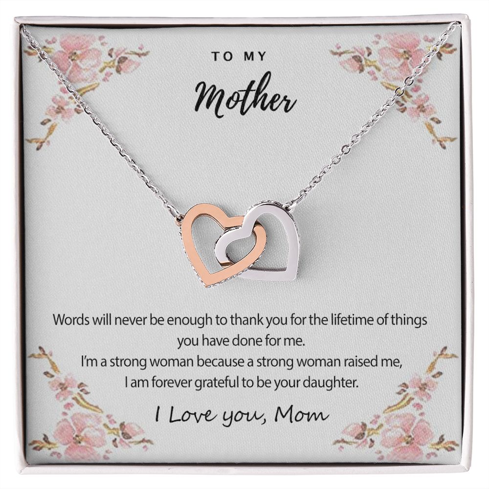 Mom Necklace Gifts for Mom from Daughter to Mom Gifts for Mothers Day from Daughter, To My Mom Necklace from Daughter to Mom Birthday Gifts Necklace with Message Card and Gift Box2226 Interlocking Hearts Necklace