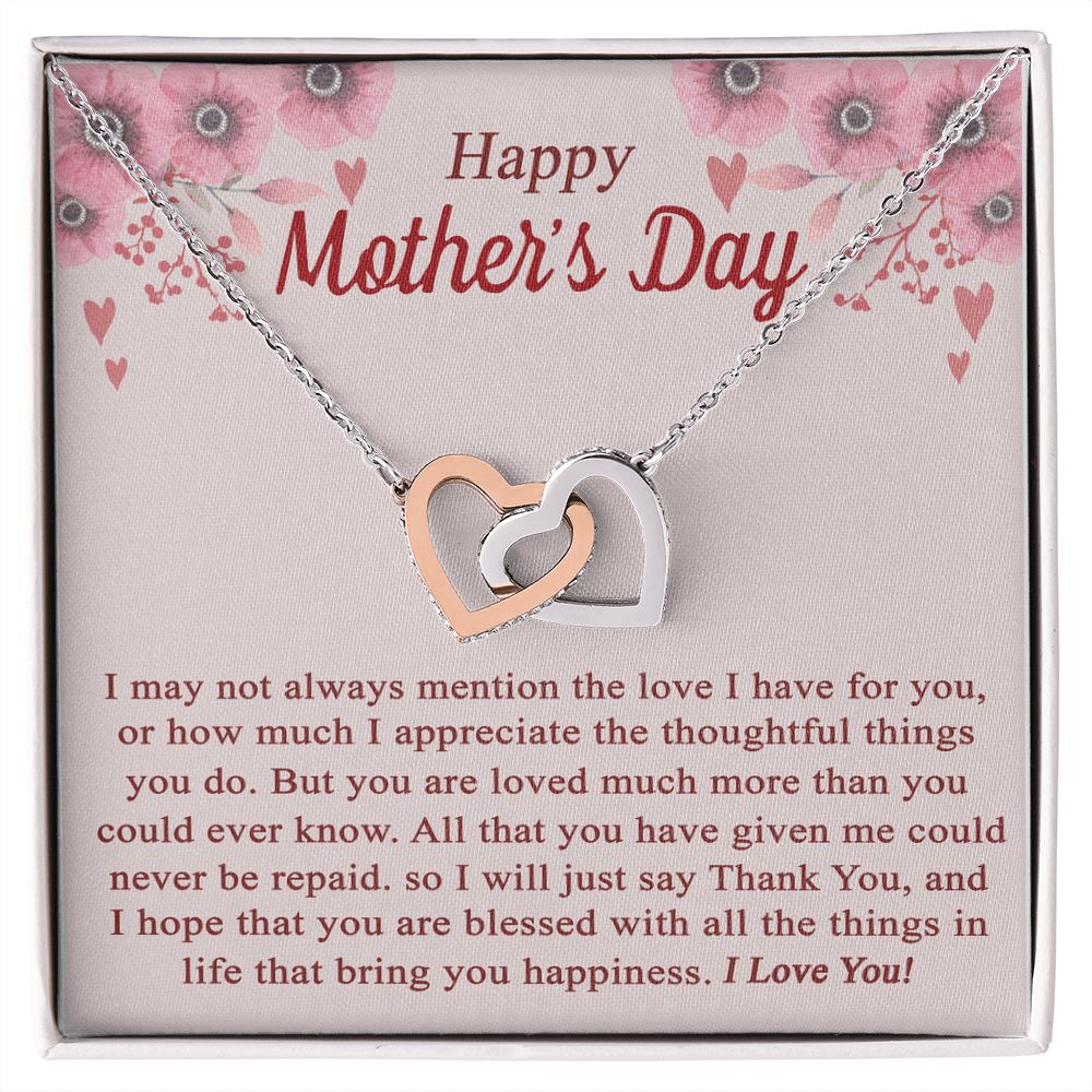 vTo My Mom Angel Mother Necklace Pendant Gift From Daughter Or Son With Message Card Gift For Mom Interlocking Hearts Necklace