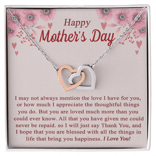 vTo My Mom Angel Mother Necklace Pendant Gift From Daughter Or Son With Message Card Gift For Mom Interlocking Hearts Necklace