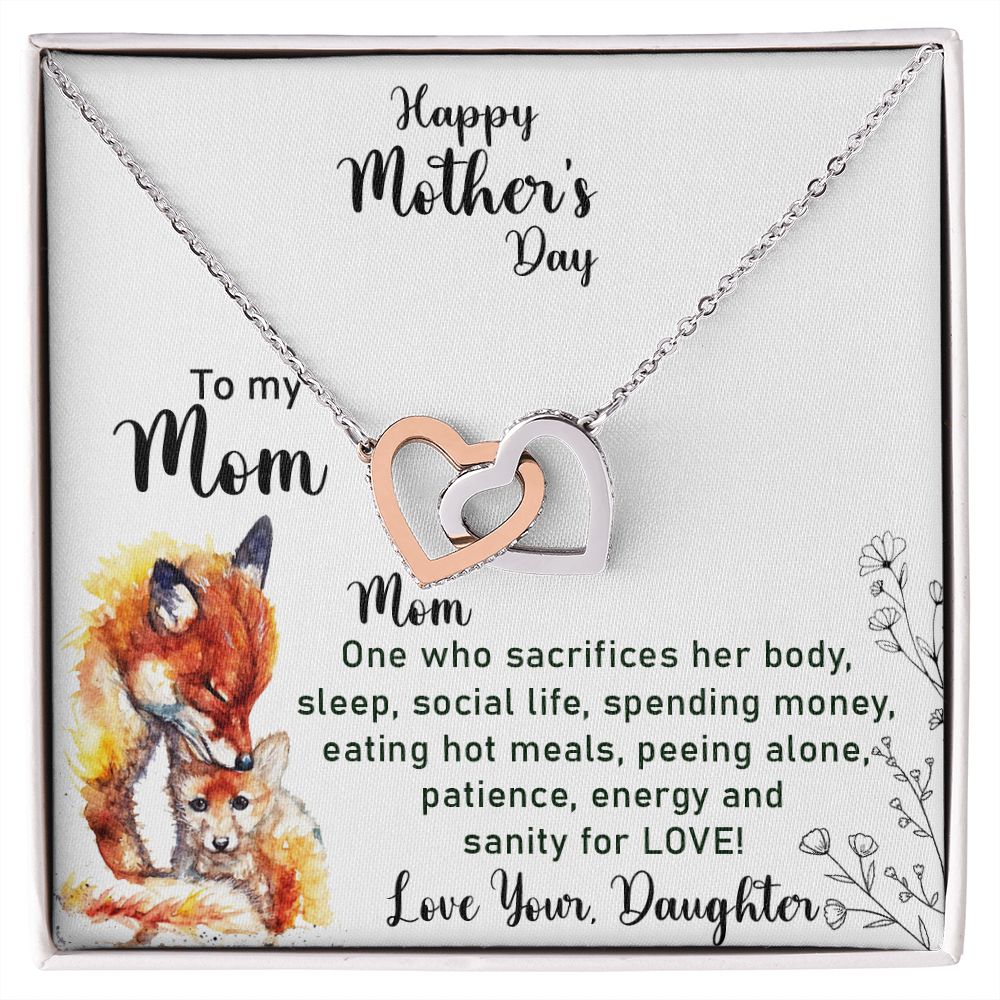 Mom Necklace Gifts for Mom from Daughter to Mom Gifts for Mothers Day from Daughter, To My Mom Necklace from Daughter to Mom Birthday Gifts Necklace with Message Card and Gift Box2223 Interlocking Hearts Necklace