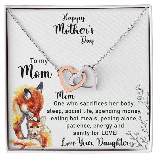 Mom Necklace Gifts for Mom from Daughter to Mom Gifts for Mothers Day from Daughter, To My Mom Necklace from Daughter to Mom Birthday Gifts Necklace with Message Card and Gift Box2223 Interlocking Hearts Necklace