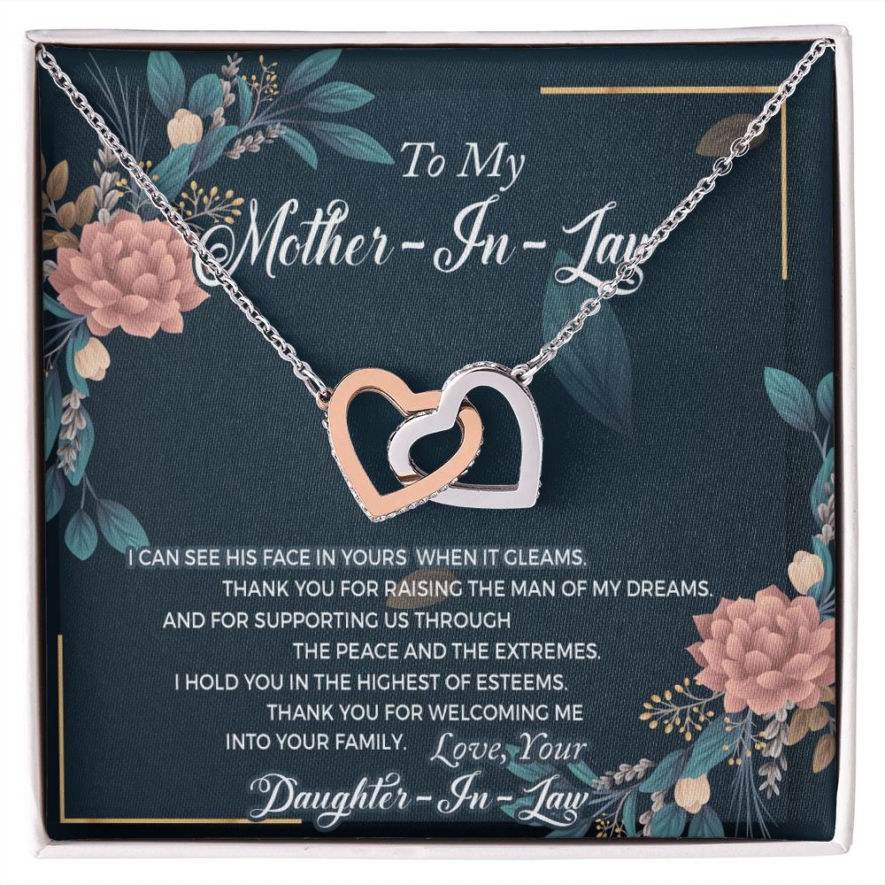 Mother in Law Necklace, Jewelry for Women, Future Mother in Law Gifts from Daughter in Law, Mother of Bride Gifts For Mother in Law, Birthday Gifts For Mother In Law From Daughter In Law2 Interlocking Hearts Necklace