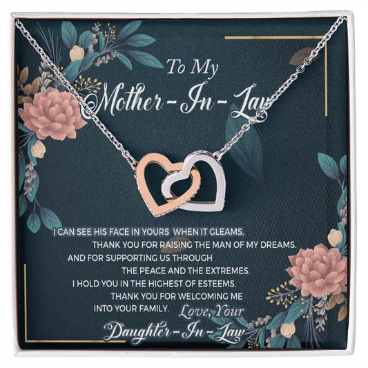 Mother in Law Necklace, Jewelry for Women, Future Mother in Law Gifts from Daughter in Law, Mother of Bride Gifts For Mother in Law, Birthday Gifts For Mother In Law From Daughter In Law2 Interlocking Hearts Necklace