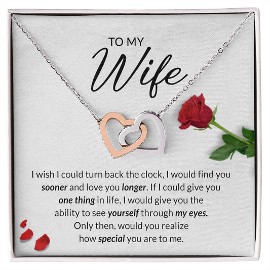 Birthday Gifts For Wife, Necklace Gifts For Wife From Husband, To My Wife Jewelry For Women , To My Wife Necklace  from Husband Wedding Anniversary Present For Wife, Beautiful Wife Jewelry Christmas22 Interlocking Hearts Necklace